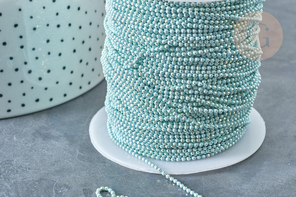 Chaine boules facettées turquoise laiton doré 1.5mm, x5 mètres (G7833)