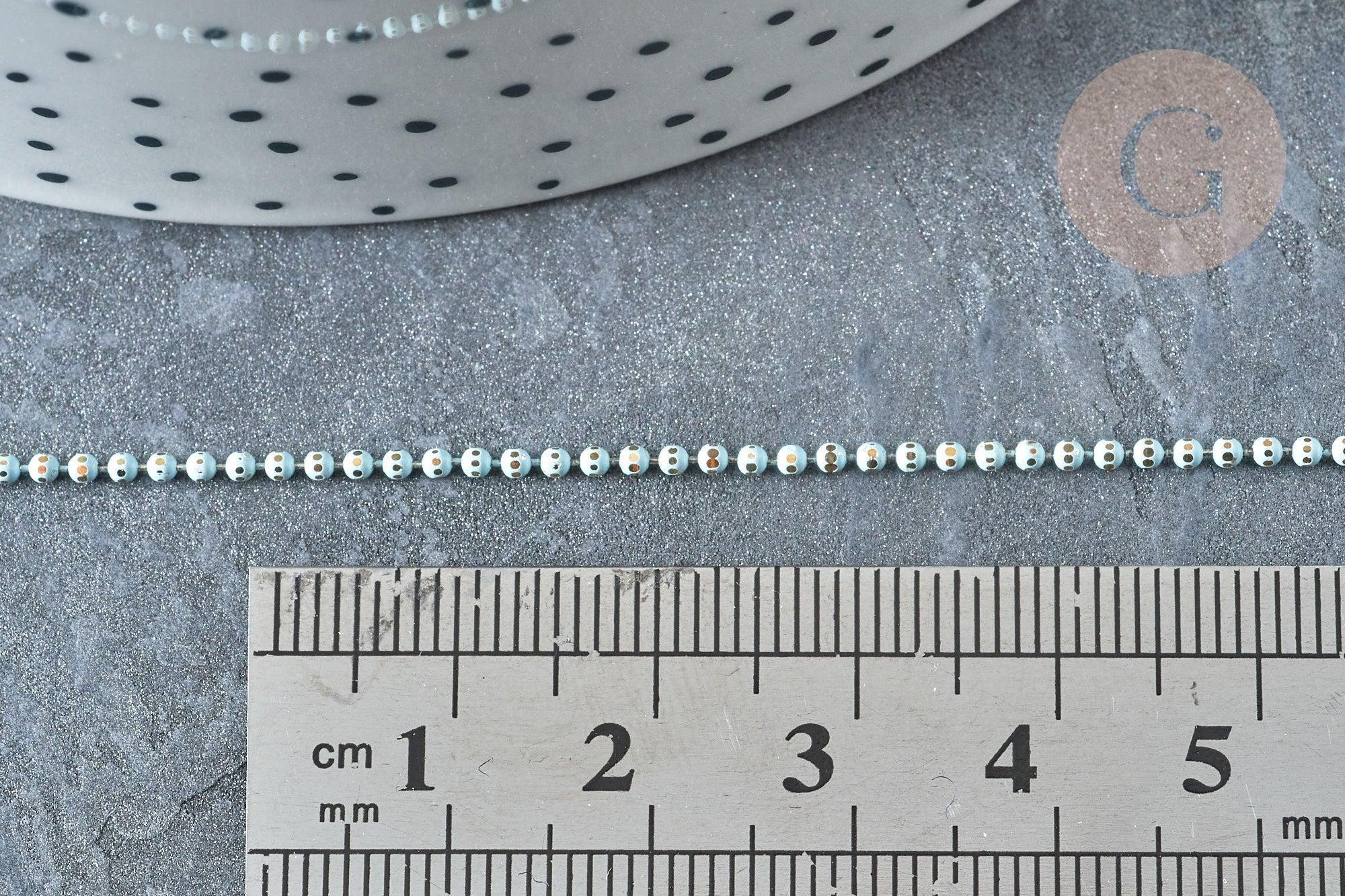 Chaine boules facettées turquoise laiton doré 1.5mm, x5 mètres (G7833)