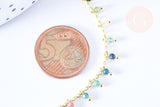 Collier Chaine collier laiton doré fantaisie tourmaline naturelle 45cm, x1 (G7251)