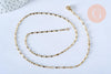 Chaine complète acier dorée 14k fantaisie,collier doré,sans nickel,acier doré,chaine complète,2mm,50cm, x1 G2995