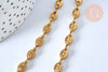 Collier Chaine complète acier dorée 14k grain de café,chaine fantaisie, acier doré inoxydable ,chaine complète,45cm, x1 G5801