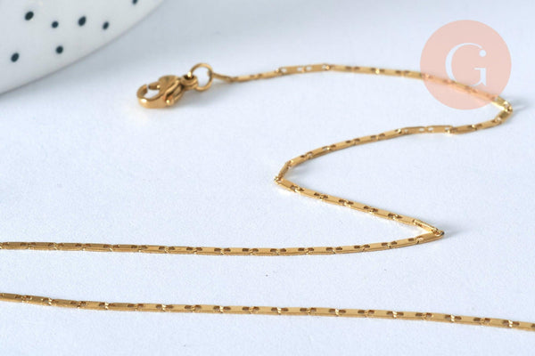 Chaine complète acier dorée 14k marine,chaine fantaisie,acier doré,chaine complète,1.7mm,45cm, x1 (G2209)