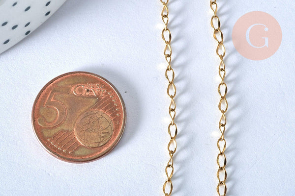 Chaine complète acier dorée 14k,chaine collier,sans nickel,chaine fantaisie,2.4mm,41cm, x1 (G6806)
