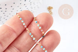 Collier Chaine complète acier inoxydable 304 doré perles rocaille multicolores artisanales 40.7cm, x1 G8777