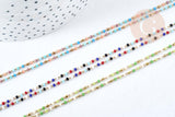 Collier Chaine complète acier inoxydable 304 doré perles rocaille multicolores artisanales 40.7cm, x1 G8777