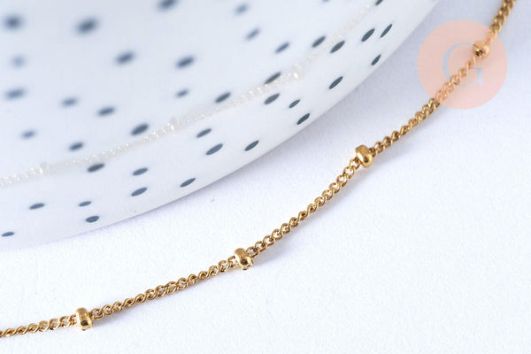 Chaine complète acier inoxydable 304 doré satellite 46.5cm, chaine collier acier inoxydable, x1 G6977