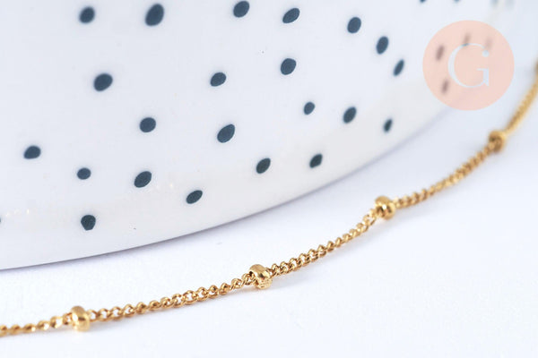 Chaine complète acier inoxydable 304 doré satellite 46.5cm, chaine collier acier inoxydable, x1 G6977