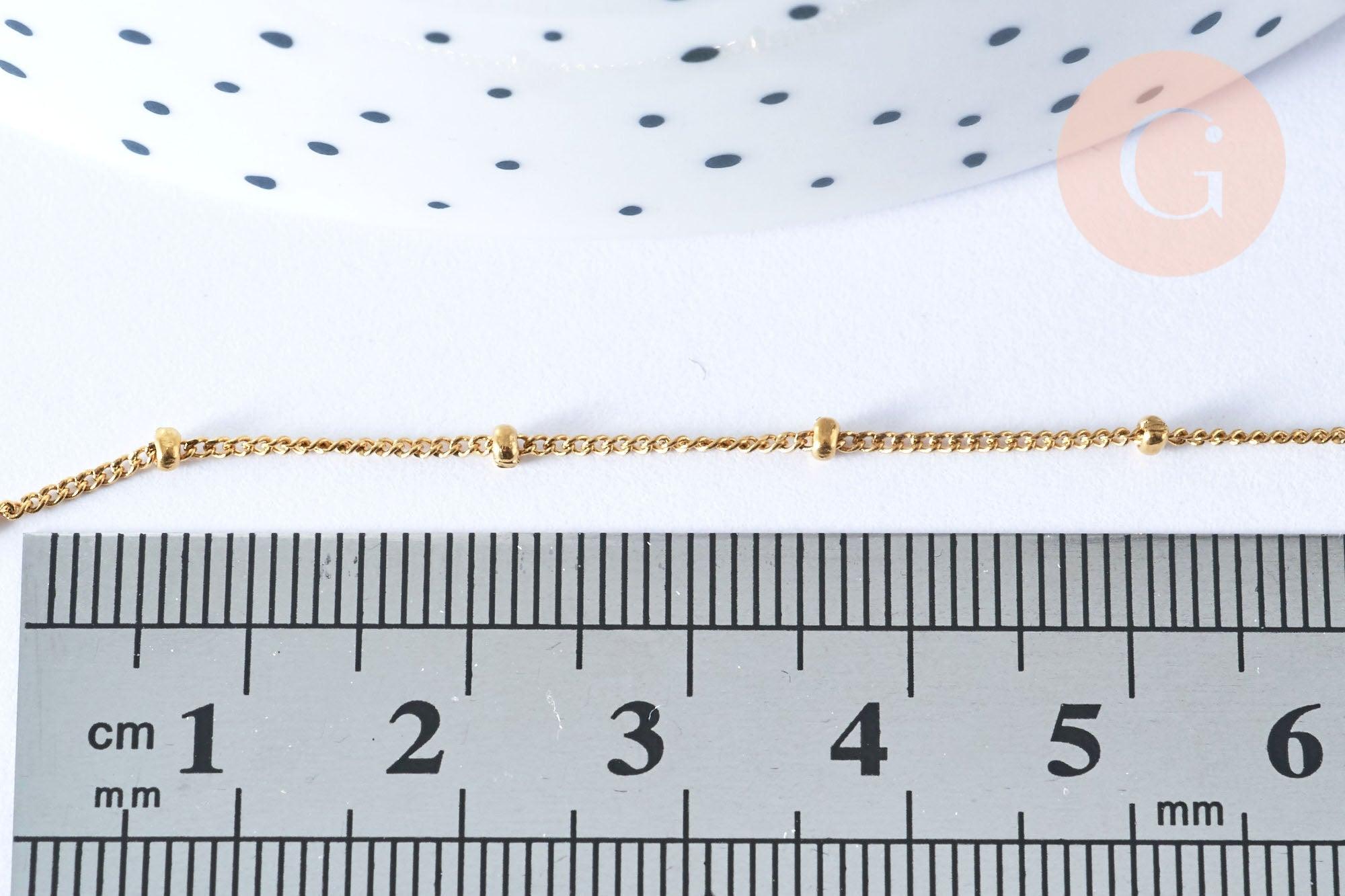 Collier chaine complète acier inoxydable 304 doré satellite 46.5cm, x1 (G6977)