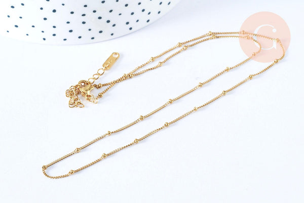 Chaine complète acier inoxydable 304 doré satellite 46.5cm, chaine collier acier inoxydable, x1 G6977