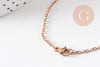 Chaine complète avec fermoir acier inoxydable or rose IP 14k forçat 1.9mm/45cm, x1 (G10612)