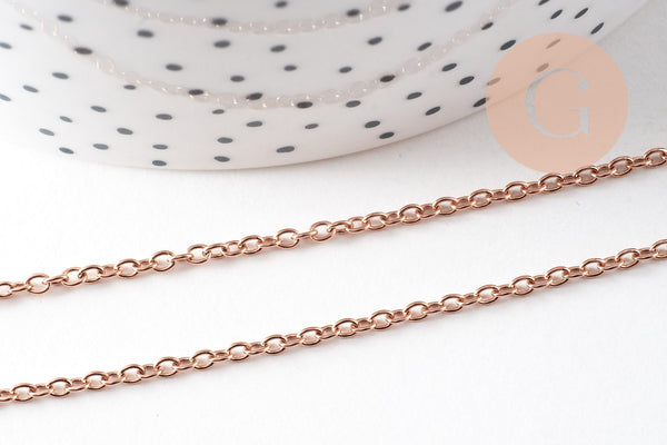 Chaine complète avec fermoir acier inoxydable or rose IP 14k forçat 1.9mm/45cm, x1 (G10612)