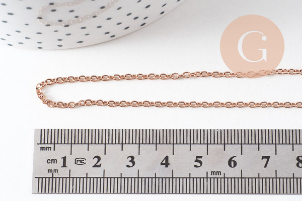 Chaine complète avec fermoir acier inoxydable or rose IP 14k forçat 1.9mm/45cm, x1 (G10612)