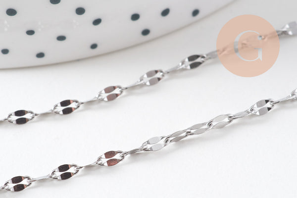 Chaine complète avec fermoir acier inoxydable platine 45cm, x1 (G6566)