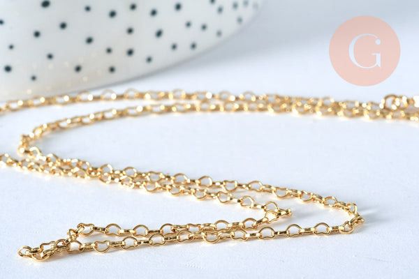 Chaine complète avec fermoir maille coeur laiton doré 1.8x2.4mm/ 46cm, x1 (G5354)