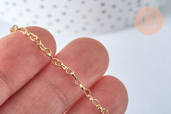 Chaine complète avec fermoir maille coeur laiton doré 1.8x2.4mm/ 46cm, x1 (G5354)