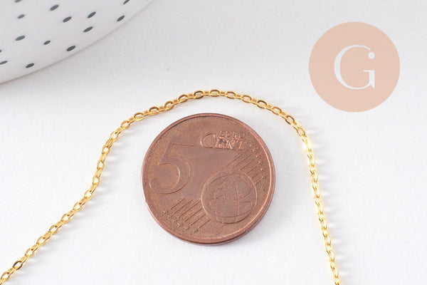Chaine complète collier laiton doré forçat 14K 1.5mm-40cm, x1 (G10115)