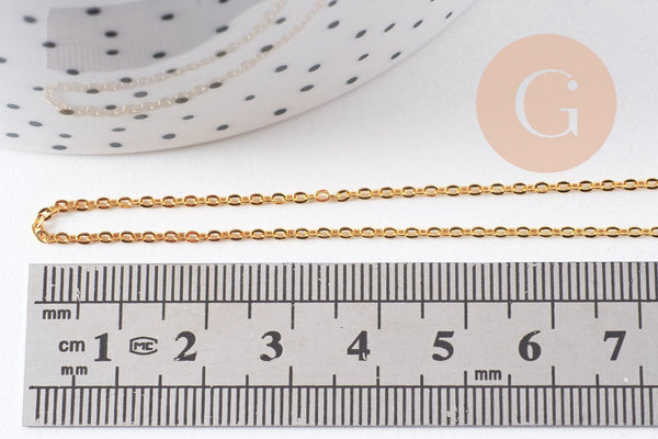 Chaine complète collier laiton doré forçat 14K 1.5mm-40cm, x1 (G10115)