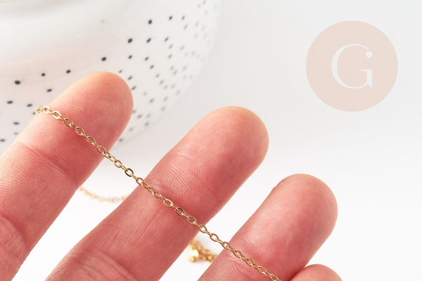 Chaine complète forçat 1.5mm acier inoxydable doré IP 45cm avec fermoir, x1 (G9371)