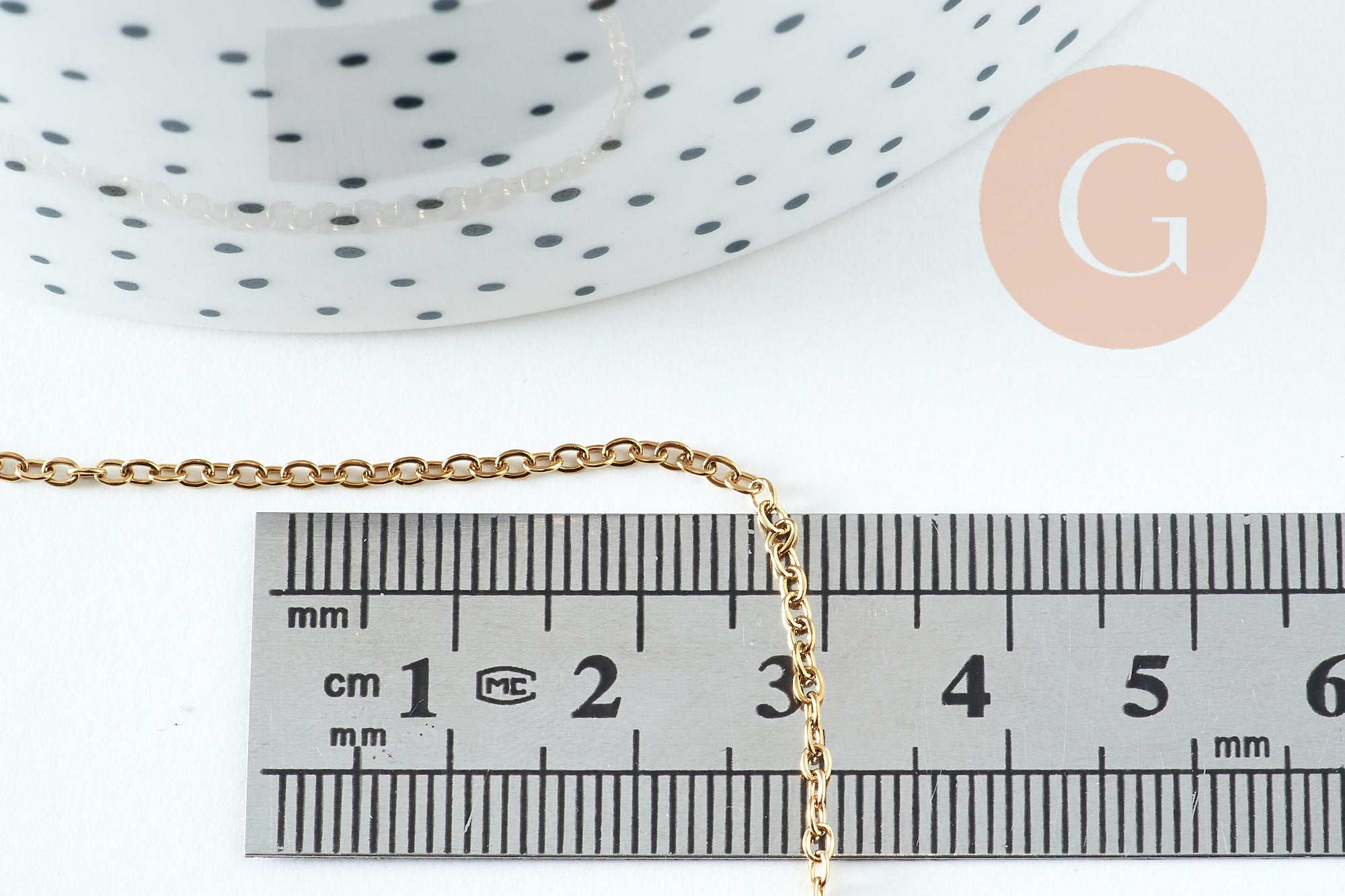 Collier Chaine complète forçat acier inoxydable doré 1.5mm/45cm avec fermoir, x1 (G10732)