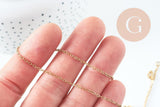Collier Chaine complète forçat acier inoxydable doré 1.5mm/45cm avec fermoir, x1 (G10732)