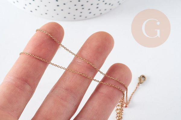 Chaine complète forçat avec fermoir cuivre brut 2mm/80cm, x1 (G8315)