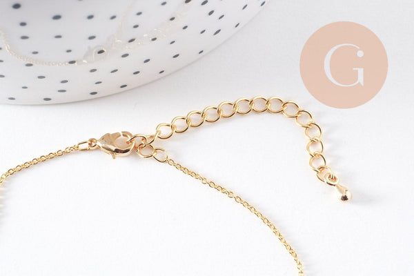Chaine complète forçat avec fermoir dorée or 16K 2mm/80cm,chaine chaine complète doré pour création collier, x1 (G1123)
