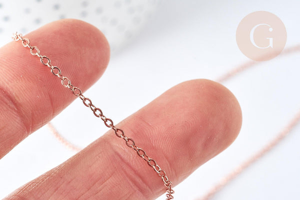 Chaine complète laiton or rose forçat 45cm, collier dorée or rose, x1 (G8340)