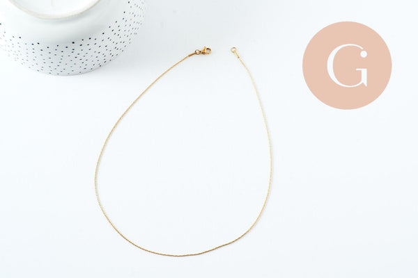 Chaine complète serpent acier inoxydable 304 dorée 1mm-45cm, x1 (G10113)