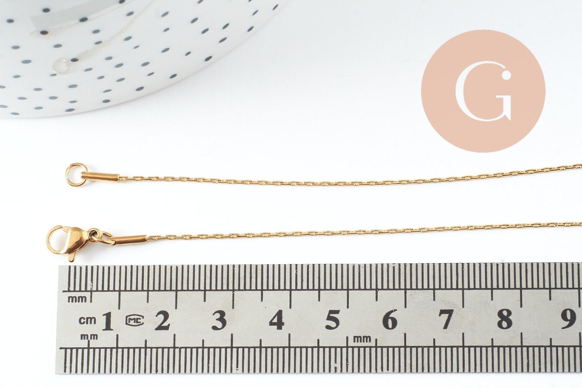 Collier Chaine complète serpent acier inoxydable 304 dorée 1mm-45cm, x1 (G10113)