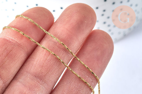 Chaine de cheville acier inoxydable doré 14k 1mm/22.5cm, x1 (G4281)