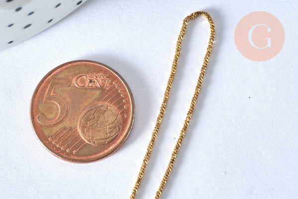 Chaine de cheville acier inoxydable doré 14k 1mm/22.5cm, x1 (G4281)