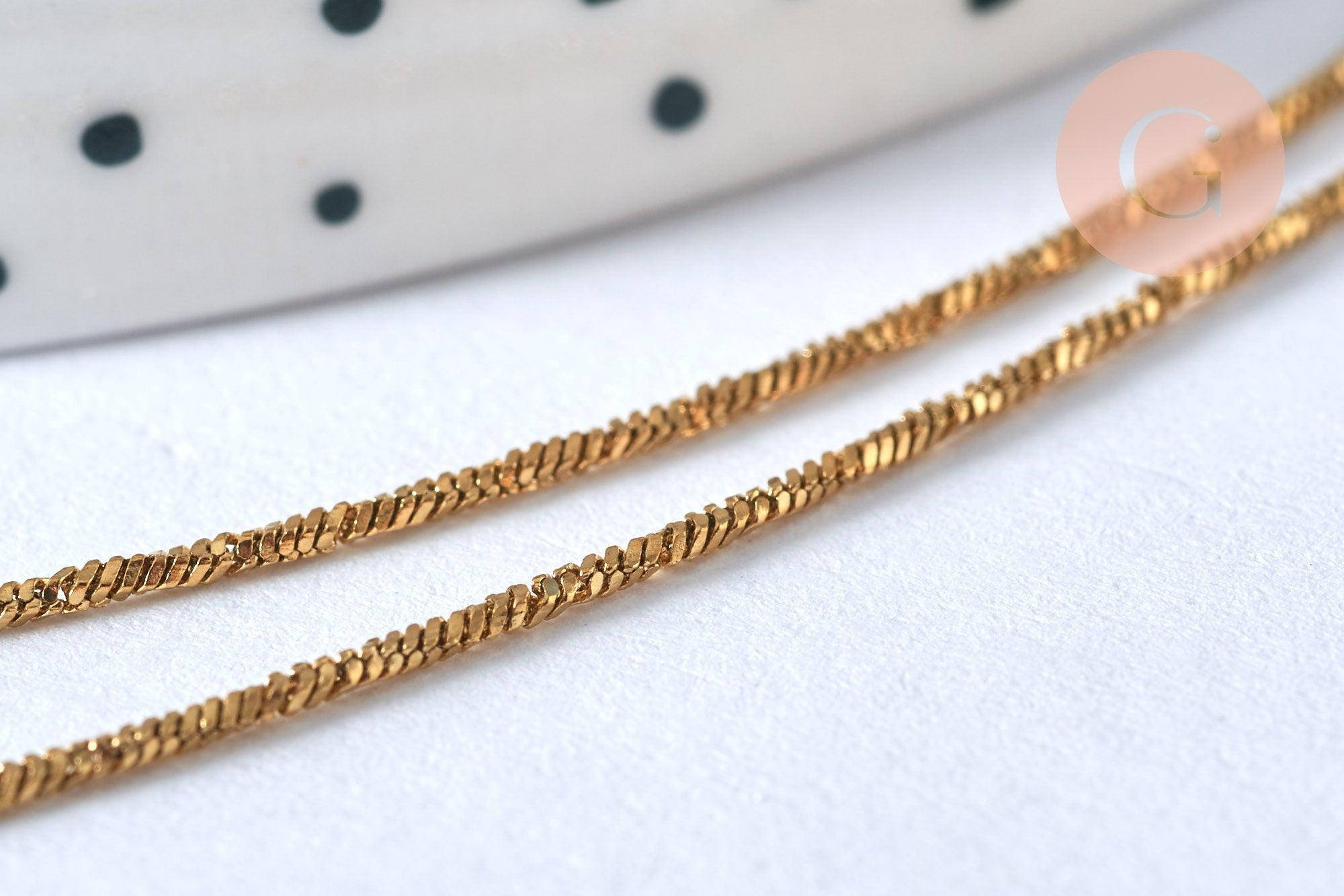 Chaine de cheville acier inoxydable doré 14k 1mm/22.5cm, x1 (G4281)