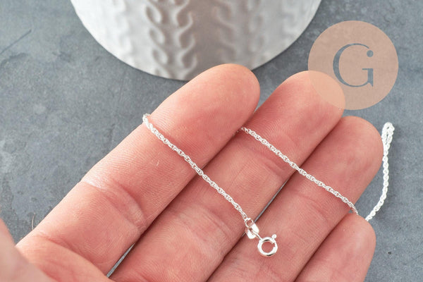 Chaine de cheville maille fantaisie très fine argent 925 massif 24cm, x1 (G9430)