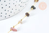 Chaine de cheville perles chips pierre naturelle laiton doré 22cm, x1 (G6979)
