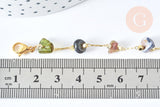 Chaine de cheville perles chips pierre naturelle laiton doré 22cm, x1 (G6979)