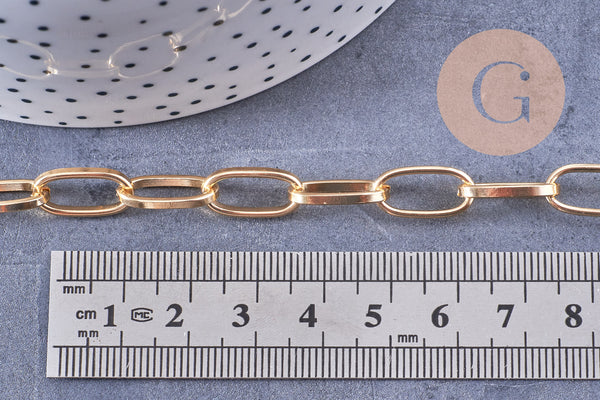 Chaine doré grosse maille aluminium doré 15.5x8x1mm, x1 mètre (G2124)