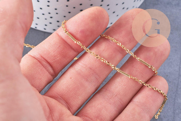 Chaine dorée 16 carats forçat serpent 2.5 microns,chaine dorée, cuivre doré,création bijoux, 1 metre,1.6mm, x 1Mètre (G0593)