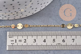 Chaine dorée 18 carats pastilles, chaine dorée fantaisie ,2x1.5mm x1 mètre (G5447)