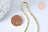 Collier Chaine dorée fantaisie 14K, fourniture créative, chaine dorée, chaine collier, chaine complète,1.5 mm, 44.5cm, x1 (G0918)