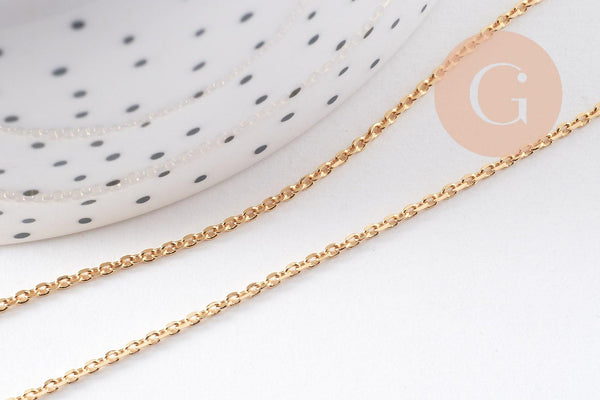 Chaine dorée forçat 16K 2.5microns,chaine collier, 1.8mm, chaine complète avec fermoir,45cm, x1 (G1452)