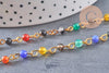 Chaine dorée perle agate naturelle colorée, chaine collier, chaine lunettes,chaine fantaisie 4.5mm, x1 mètre (G3393)
