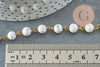 Chaine dorée perle howlite naturelle 6.5mm, chaine pierre, pierre naturelle chaine lunettes, x 1Mètre G4141