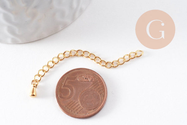 Chaine extension acier inoxydable IP 304 doré 55mm, x1 (G6325)