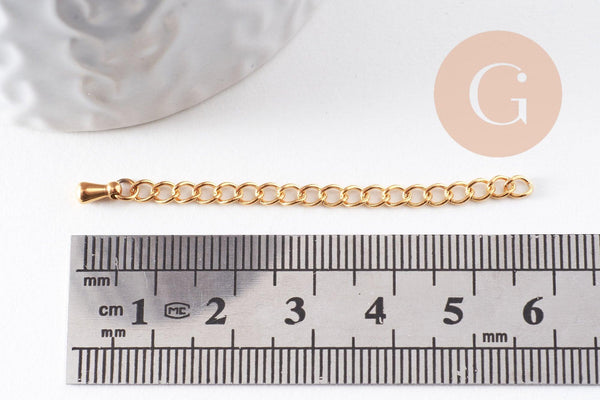 Chaine extension acier inoxydable IP 304 doré 55mm, x1 (G6325)