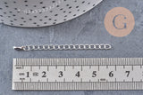 Chaine extension acier inoxydable argenté avec breloque de finition 57-60mm, x1 (G10888)
