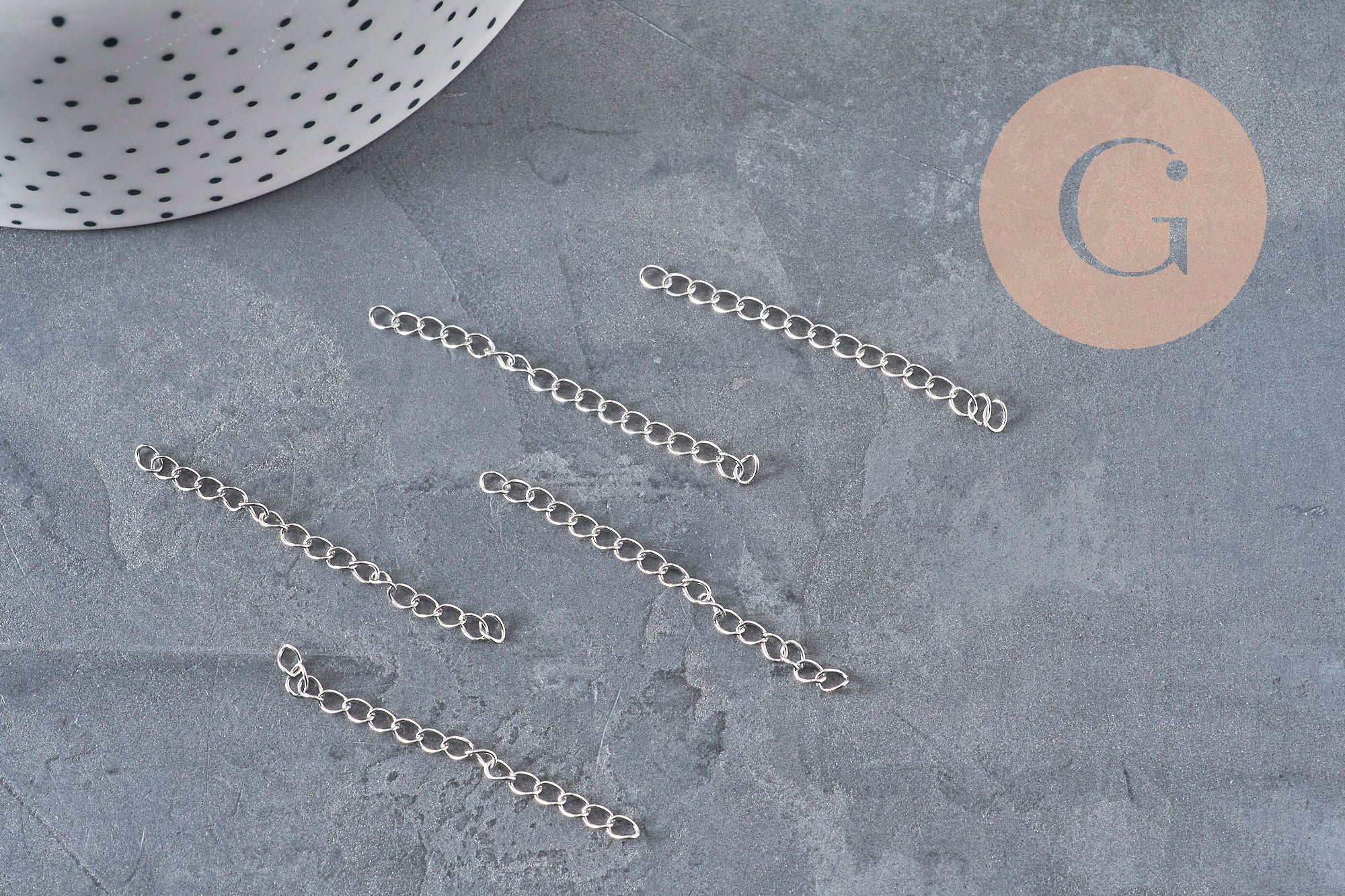 Cadena extensora acero inoxidable platino 47-53mm, x5 (G11186)