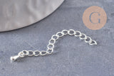 Chaine extension laiton argenté 40-58mm, x10 (G3329)