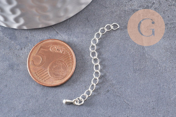 Chaine extension laiton argenté 40-58mm, x10 (G3329)