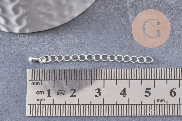 Chaine extension laiton argenté 40-58mm, x10 (G3329)