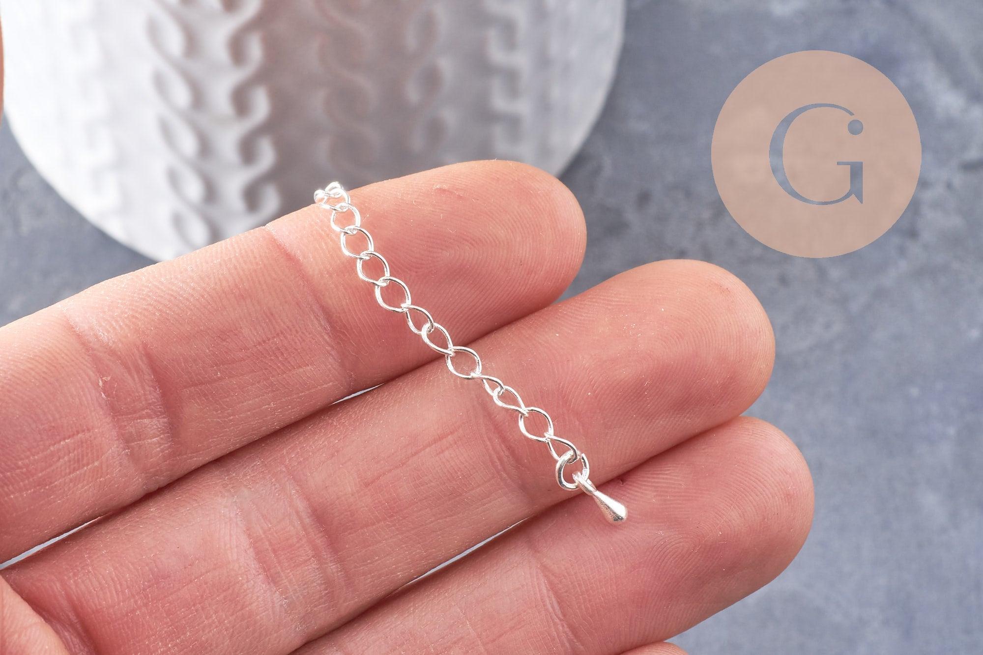Chaine extension laiton argenté 40-58mm, x10 (G3329)